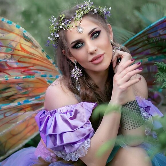 Fairy Flower Leaf Crown Women Girls Cosplay Halloween Wedding Tiara main image 8